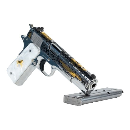 Colt Pistol 1911 El Samuel 38 Super High Polish SS Engraved 9rd 5"