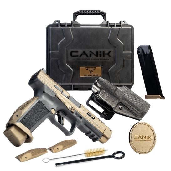 Canik TTI Combat 9mm 4.6" 18rd Pistol w/MeCanik MO3, Bronze / Black