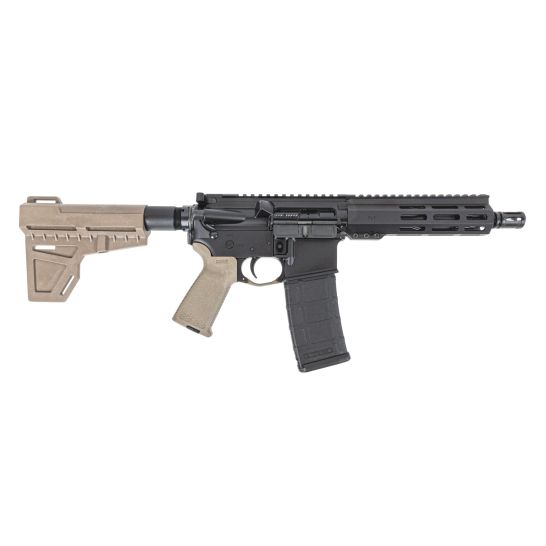 PSA 7.5" Pistol-Length 5.56 NATO 1/7 Nitride 7" Lightweight Hex M-Lok MOE Shockwave Pistol, Flat Dark Earth