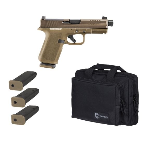 Ruger RXM Tactical Bundle 4" Threaded 9MM (3)15rd O.R Pistol w/ Range Bag, 2 Tone FDE - 19400-TACPAC