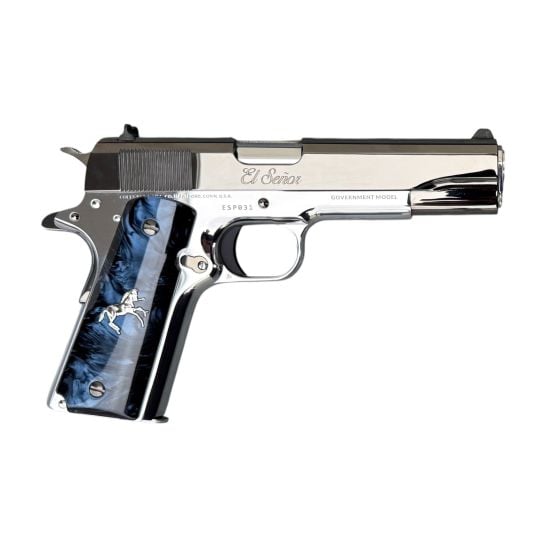 Colt Government 1911 El Senor 5" .38 Super 9rd Pistol, Polished SS / Polished Smoke Grey PVD 1 of 500