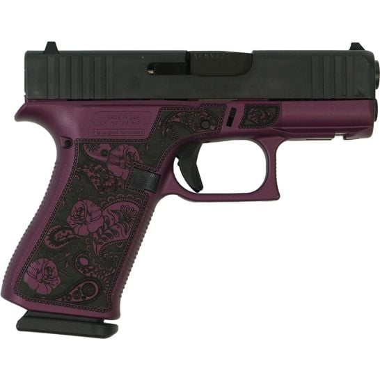 Glock G43X Full Engraved Paisley Subcompact 9mm 3.41" 10rds, Black Cherry