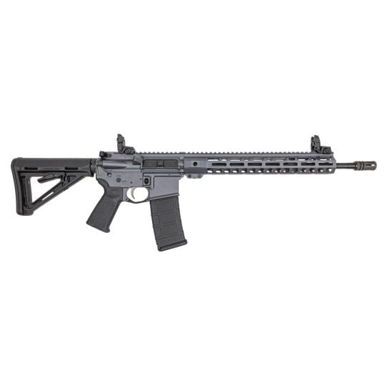 PSA Custom 16" Mid-Length Pencil 5.56 NATO 1/7 Nitride 13.5" LtWt M-Lok MOE Rifle w/ MBUS Sight Set, EPT FCG - Grey