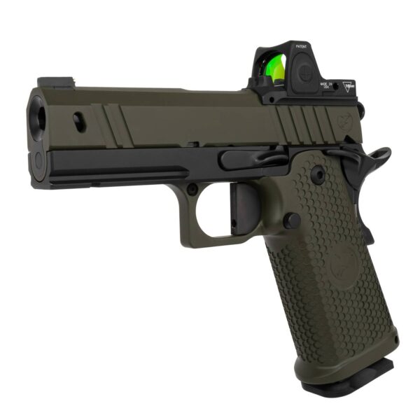 NIGHTHAWK CUSTOM TREASURER (9MM) 3.8" DLC BARREL DOUBLE STACK UPGRADE WITH OD GREEN SLIDE & GRIP PANEL AND TRIJICON RMR (3.25 MOA)